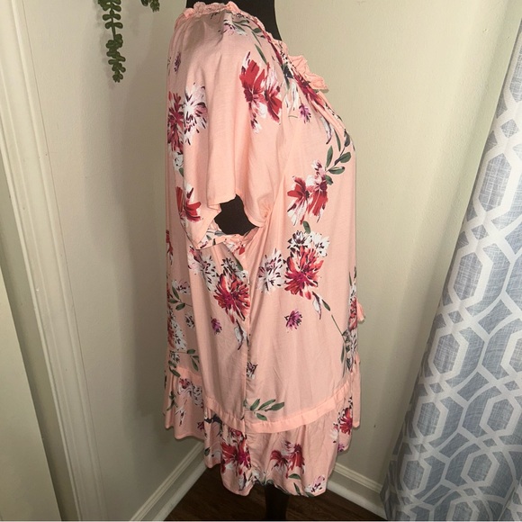 St. John's Bay Pink Floral Ruffle Blouse - Picture 4 of 6